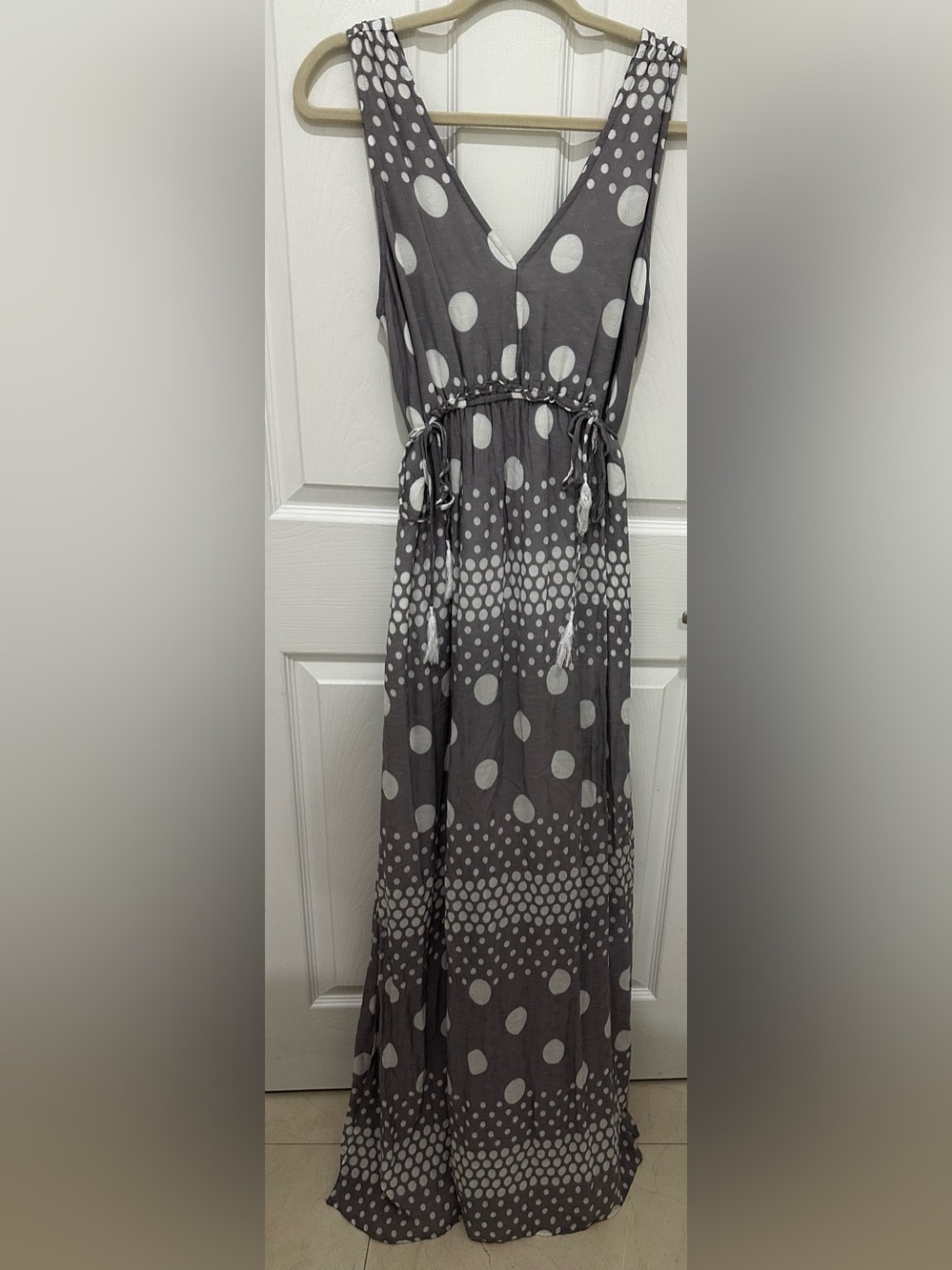 LOFT Beach Grey Polka Dot Dress